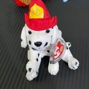 Ty Beanie Babies Baby of the Month Fireplug Firefighter Dalmatian Rare Collect
